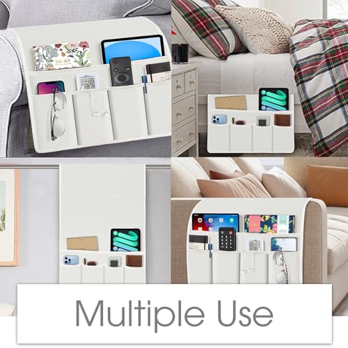 Joywell Armrest Organizer Remote Holder for Recliner Armchair Caddy Couch Sofa Arm Chair Caddie with 6 Pocket Storage for Magazine, Phone, iPad,Off White - color: Off White, size: 19'' x 35''