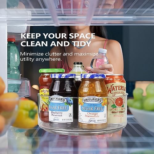 Refrigerator Lazy Susan, Round Clear Turntable Organizer, Plastic 360 Degree Rotating Lazy Susan for Fridge, Food Storage Container for Kitchen,1pcs - size: 1 Pack