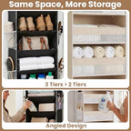 10-Tier Over The Door Organizer with 4 Anti-Scratch Silicone Hooks & 10 Side Pockets, Hanging Shoe Organizer for Closet (15-20 Pairs), Behind the Door Storage for Toys, Household Essentials