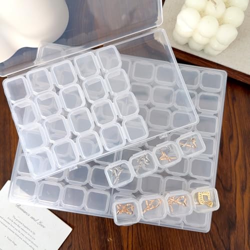 1set Detachable Compartment Jewelry Storage Box Jewelry Divided Into 28/56 Transparent Boxes Nail Art Storage Tools (28 grids,17.5 * 10 * 2.5cm) - color: 28 grids,17.5*10*2.5cm