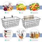 4 Pack Hanging Wall Basket Wire Storage Baskets, Adhesive Basket for Cabinet Door Organizer(2 Wall Mounting Options), Hanging Fruit Baskets for Kitchen, Pantry Organization, Bathroom, Black - style: 2 Installations, 4pack