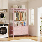 Raybee Clothes Rack, Clothing Rack for Hanging Clothes with 4 Drawers Load 420LBS Heavy Duty Garment Rack with Drawers, Pink - color: Pink, style: Clothes Rack with Drawers