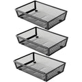 Mesh Tray Silverware Drawer Organizer, Utensil Cutlery Tray Office Supplies with Interlocking Arm Drawer Dividers Organizer for Flatware, Knives,Home,Office, School,Bedroom 9X6＂Black - size: 3 Pack 9"x6" Black Metal