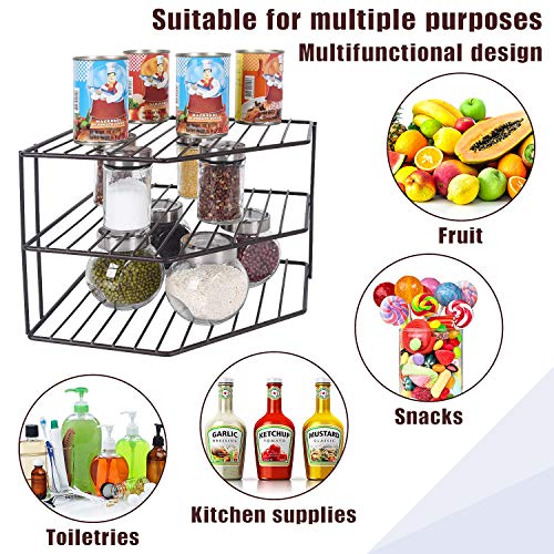 3-Tier Corner Shelf Counter and Cabinet Organizer - Steel Metal Wire - Rust Resistant - Plates, Dishes, Cabinet & Pantry Organizer - Kitchen Organization (10 x 7.5 Inch)(Black) - color: Bronze