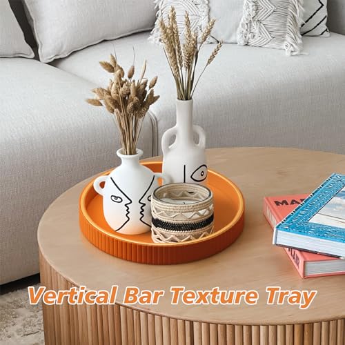 SANZIE Leather Tray Desktop Storage Organizer Premium Serving Trays Decorative Tray Valet Trays for Sundries Cosmetics Phone Wallet Cutlery (Orange Disc) - color: Orange Disc