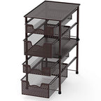 Simple Houseware Stackable 2 Tier Sliding Basket Organizer Drawer, Bronze - color: Bronze, size: 2-Tier