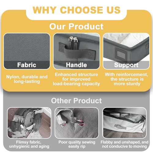 4-Inch Under Bed Storage Containers (3-Pack) | Sturdy Sidewalls | Clear Cover & Label Holder | Underbed Organizer for Crib/Couch | Stores Clothing/Blankets/Wrapping Paper/Toys - size: 4-Inch Height
