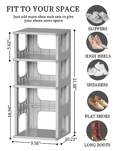 HAIXIN 5-Tier Shoe Rack - Durable Space Saving Shoe Storage Stand for Closet, Entryway, Hallway, Dorm, Bathroom - Grey - color: Grey, size: 5 Tier