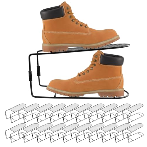 20Pack Shoe Slots Organizer Metal Shoe Stacker Shoe Storage Organizers for Closet Space Saver 50% Shoe Rack Holder for a Pair of Shoes (Black) - color: Black, size: 20PACK