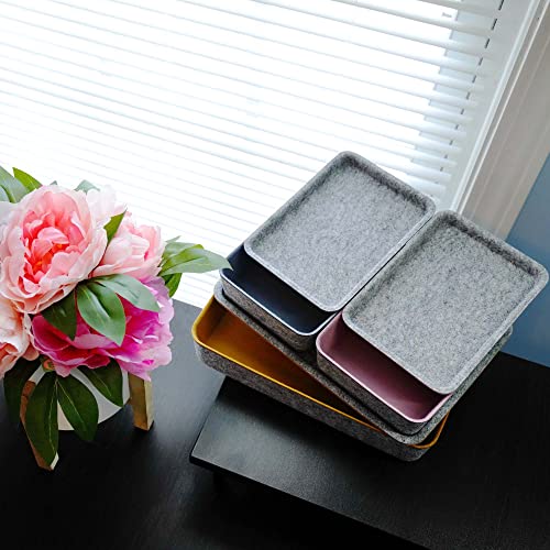 Welaxy Lidded Felt Drawer Organizer Bin with lids Desktop Stackable Organizer Storage box for crafts office supplies pen notes Junk Makeup Stationery Organize 3-Pack ( Curry+Dusty rose +Glacier gray) - color: Curry+Dusty rose +Glacier gray