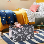 FANKANG Storage Basket,Nursery Hamper Canvas Laundry Basket Foldable with Waterproof PE Coating Storage, Office, Bedroom, Clothes,Toys (Rec-Space Planet) - color: FK-Rec-Space Planet