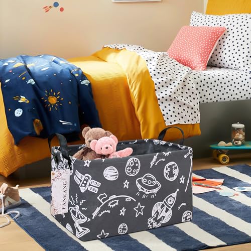 FANKANG Storage Basket,Nursery Hamper Canvas Laundry Basket Foldable with Waterproof PE Coating Storage, Office, Bedroom, Clothes,Toys (Rec-Space Planet) - color: FK-Rec-Space Planet