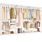 ONBRILL F6 Free Standing Industrial Pipe Clothes Rack, Large Heavy Duty Metal Garment Rack, Closet Organizer Storage System with Adjustable Shelves & Hanging Rods, Portable Wardrobe - White - color: White