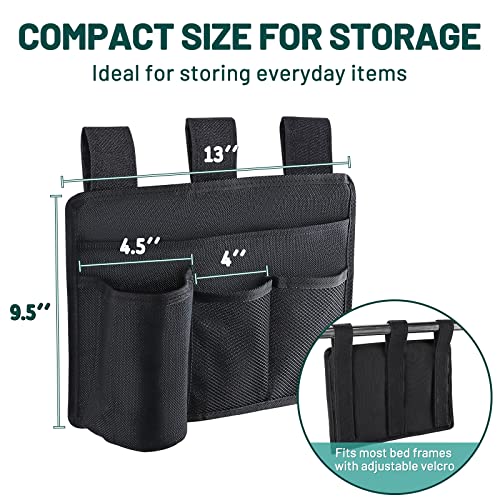 AKAYOK Bedside Caddy Organizer - Bed Organizer Caddy for Remotes Control Phone Glasses Magazines Tablets Accessories - Wheelchair Bag for Hospital Home Office Dorm Room (4 pocket) - size: 4 pocket