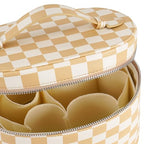 Makeup Bag Vanity Case Cosmetic Bag with Removable Divider Travel Toiletry Bag for Women Portable Make up Box Organizer, Beige and White - color: Beige and White
