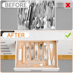 Yieach Large Clear Expandable Silverware Drawer Organizer for Kitchen,BPA FREE Adjustable Utensil Drawer Organizer and Silverware Tray,Plastic Flatware Organizers,Cutlery,Knife,Fork and Spoon Holder - size: L - 12.6 to 21.3