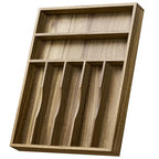 Kiasthome Acacia Wood Silverware Drawer Organizer, Kitchen Utensil Cutlery Drawer Organizer with Grooved Dividers, Flatware Organizer Silverware Tray Holder for Spoon, Fork, 13''x16.9'' (7 Slots) - size: 7 Slots