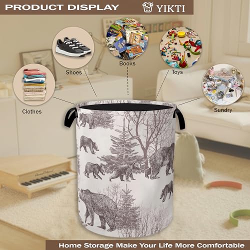 Forest Bear Laundry Hamper,Vintage Animal Clothes Hamper for Laundry,Waterproof Oxford Toy Storage Collapsible Hampers for Bedroom, Dorm Room,Bathroom,16x20 Inch - color: Forest Bear