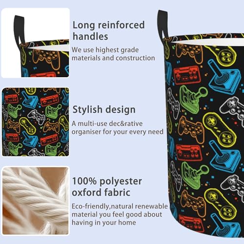Laundry Basket, Dirty Clothes Basket, Foldable Waterproof Oxford Cloth Storage Basket for Bedroom, Bathroom, Clothes,Large Storage Basket Home Decoration(Game Controller) - color: Game Controller