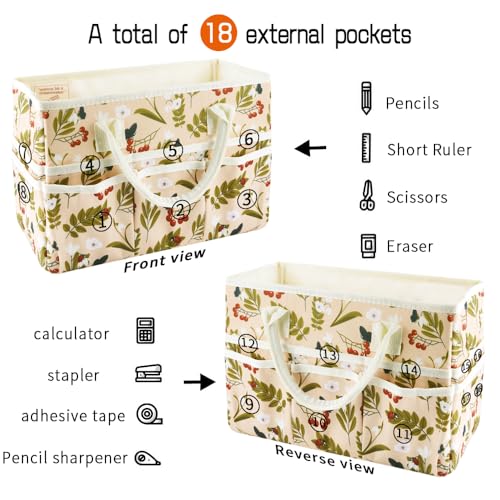 E-WEICHEN Craft Organizer Tote Bag Art Storage Caddy with Multiple Pockets Containers for Art,Craft,and Office Supplies Storage.Red Fruit - color: Red Fruit
