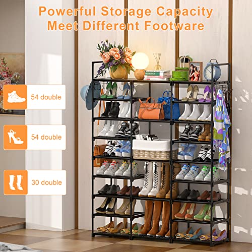 Kottwca 9-Tier Metal Shoe Rack Organizer for 50-55 Pairs - Space Saving Shoe Storage Shelf for Entryway, Closet, Bedroom, Hallway - size: 3 Row 9 Tier