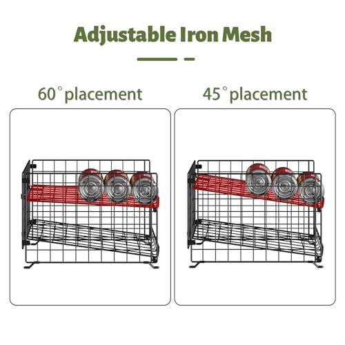 JKsmart 2 Pack 2 Tier Stackable Can Organizer for Pantry, Can Rack Holder for Kitchen Pantry Cabinet, 16inch Depth Can Dispenser for Various Ounces of Canned Food Soda Drinks, Black - color: Black-2 pack, size: 2 Tier（16.3"D for Depth cabinet）