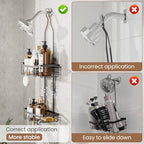 Skyapex Shower Caddy Hanging, Adjustable Height 2-Tier Shower Organizer Over Showerhead, Rust-Resistant Stainless Steel Shower Rack with 15 Hooks, Heavy Duty Anti-Swing Bathroom Storage, Black