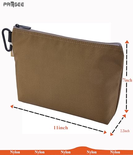 Tool Pouch Zipper Small Tool Bag Pouches Organizer Bag with Metal Carabiner, Nylon 1680D Heavy Duty for Wrenches, Screwdrivers & Office Supplies, Pack of 3, Green, Khaki, Blue, 11 Inch - color: 3 Pack, 11" Blue, 11" Khaki, 11" Green