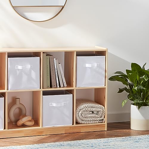 Amazon Basics Collapsible Fabric Storage Bins with Handles, Cube Organizer, 13"x13"x13", White, 6-Pack - color: White, size: 13"x13"x13"