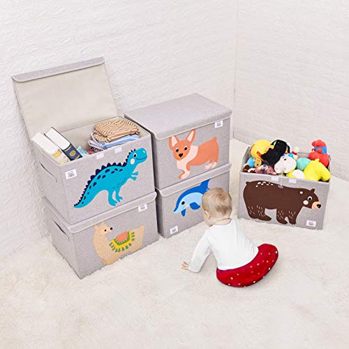 CLCROBD Foldable Large Kids Toy Chest with Flip-Top Lid, Collapsible Fabric Animal Toy Storage Organizer/Bin/Box/Basket/Trunk for Toddler, Children and Baby Nursery (Zebra) - color: Zebra