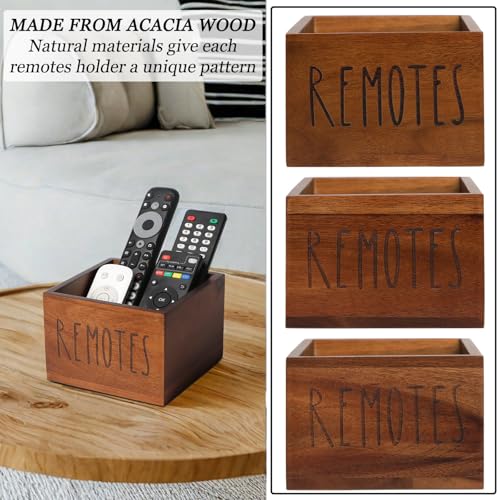 LBEMEY Acacia Wood Remote Holder, Control Organizer for TV - Home, Living Room, Bedroom - Wooden Remote Box (Brown, M, 3+ Remotes) - size: M,for 3+ Remote Controls