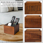 LBEMEY Acacia Wood Remote Holder, Control Organizer for TV - Home, Living Room, Bedroom - Wooden Remote Box (Brown, M, 3+ Remotes) - size: M,for 3+ Remote Controls