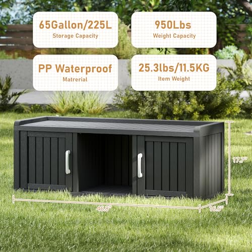 KAMABOKO Shoe Storage Cabinet Waterproof UV-Resistant, Entryway Storage Bench Indoor Outdoor with 2 Doors, Adjustable Shelves for Entryway, Bedroom, Hallway,Living Room(Black) - color: Black, size: 2 Door