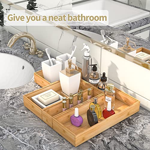 Bamboo Kitchen Drawer Organizer,Stackable Silverware Tray Utensil Organizer Cutlery Holder for Kitchen,Wooden Storage Box for Bathroom, Multi-Use Storage Bins Boxs Dividers for Office(9x6x2.5 inch） - size: 9x6x2.5inch