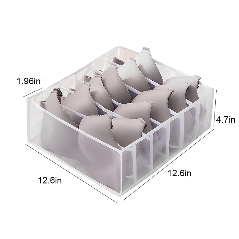 Underwear Drawer Organizer, Bra Storage with Dividers, 6 Cell Foldable Storage Cube Bins for Bra, Socks, Underwear, Thin Clothing, Black - color: Black