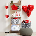 Geelin 3 Pcs Valentines Baskets Storage Valentine's Day Basket for Gifts Collapsible Waterproof Canvas Black and White Heart Storage Bin Organizer with Handles for Book Closet Shelf Nursery Decor - style: Valentines Black and White
