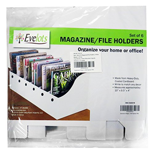 Evelots Magazine File Holder -Set of 6 White - Office Desk Organizer - Sturdy Cardboard - New Upgraded Double Front Panel -4" Wide-Easy Assemble - color: White, size: Set of 6