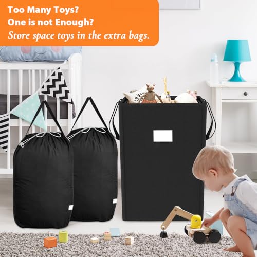 MCleanPin 225L Laundry Hamper Collapsible Laundry Basket with Laundry Bags, Dirty Clothes Hamper,Laundry Basket with Handles Foldable Hamper Dorm and College Machine Washable Bags (Classic Black) - color: Black
