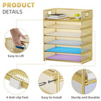 Marbrasse 2 Pack Desk Organizer with Handle, 6 Tier Paper Letter Tray, Mesh Desk File Organizer for Office, School and Home - Gold - color: Gold - 2p