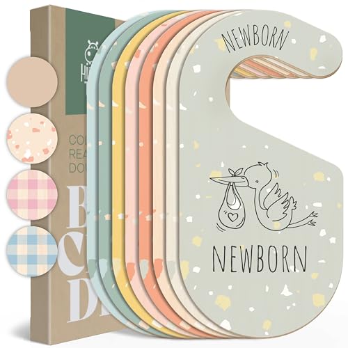Colorful Baby Size Closet Dividers - Wooden Baby Clothes Organizer for Nursery Decor, Storage & Organization - 8 Pcs of Baby Closet Dividers Ideal as Neutral Nursery Storage Organizers - color: Terrazzo