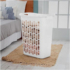 Rectangular Open Laundry Hamper, Plastic, Slim Shape for Small Spaces, White
