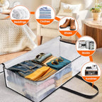 TasticTotes 6 Pack Long Clear Storage Bags for Comforter, Clothes & Bedding, Plastic Blanket Storage with Zipper and Handle, Moving Bags, Closet Organizer and Under-Bed Storage (90L, 39.4"*7.1"*19.7") - size: 90L(39"*7"*20")