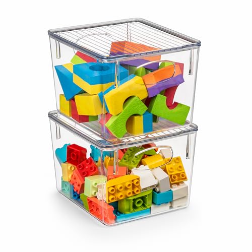 Sorbus Medium Clear Plastic Storage Bins with Lids, Clear Stackable Storage Bins, Clear Toy Storage Bins, Clothes, Medicine, Makeup, Closet, Art Supply, Bathroom, Shoe, Toy Storage Organizer (2 Pack) - size: Medium, style: 2 Pack