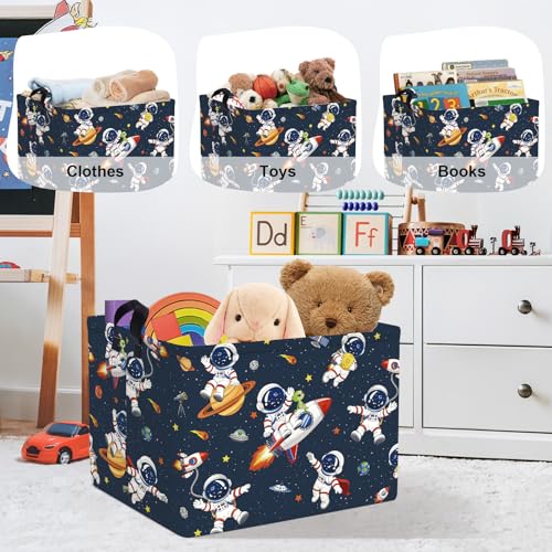 Space Rockets Laundry Hamper Cartoon Astronaut Large Storage Basket Planet Collapsible Parents Organizer Boys Clothes Toy Bins for Bedroom, Bathroom, Alien, 36L - color: Alien, size: 36L