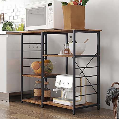 soges Kitchen Standing Baker's Rack, Utility Microwave Oven Stand, Multi-Layers Kitchen Storage Cart Workstation Shelf, Coffee Cart, Rustic Brown - color: Rustic Brown