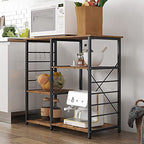soges Kitchen Standing Baker's Rack, Utility Microwave Oven Stand, Multi-Layers Kitchen Storage Cart Workstation Shelf, Coffee Cart, Rustic Brown - color: Rustic Brown