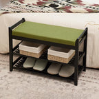 PETKABOO Shoe Rack Bench with Storage 27.6 in, Black Shoe Storage Bench with Cushion for Entryway, Hallway, Bedroom, Living Room - color: Black, style: 28 in