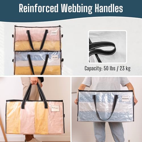 VENO 2 Pack Heavy Duty Moving Bags, Clear Storage Bags for Clothes and Comforters, College Dorm Essentials Packing Supplies, Foldable Boxes Alternative (Clear, 2 Pack) - color: Clear, size: 2 Pack