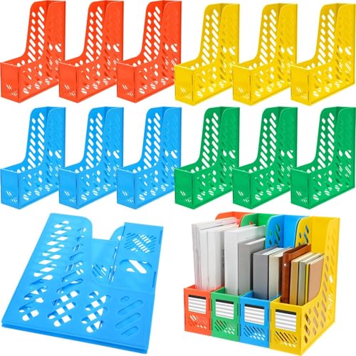 Glenmal 12 Pack Magazine Organizers Binder Organizer for Desk Plastic Vertical File Holder Magazine Racks Desk Accessories for Office, Home, or School (Colorful) - color: Colorful