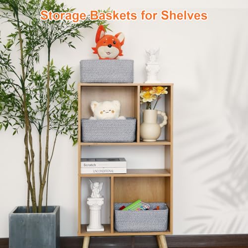 Small Storage Baskets for Organizing, Woven Storage Bins for Shelves, Gift Basket Empty, Cute Decorative Closet Organizer, Baby Rope Basket, Dog Toy Storage, 11x7.5x4.5”, 3Packs Mixed Gray - color: Mixed Gray, size: S